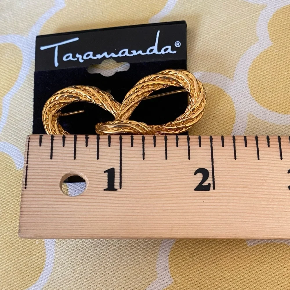 Gold Ribbon Bow Brooch Pin NWT